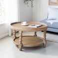 thumbnail image 2 of Tcbosik Round Coffee Table for Living Room, Fir Wood Legs with Wicker Storage Shelf, 29.7"L x 29.7"W x 16.5"H, Brown, 2 of 12