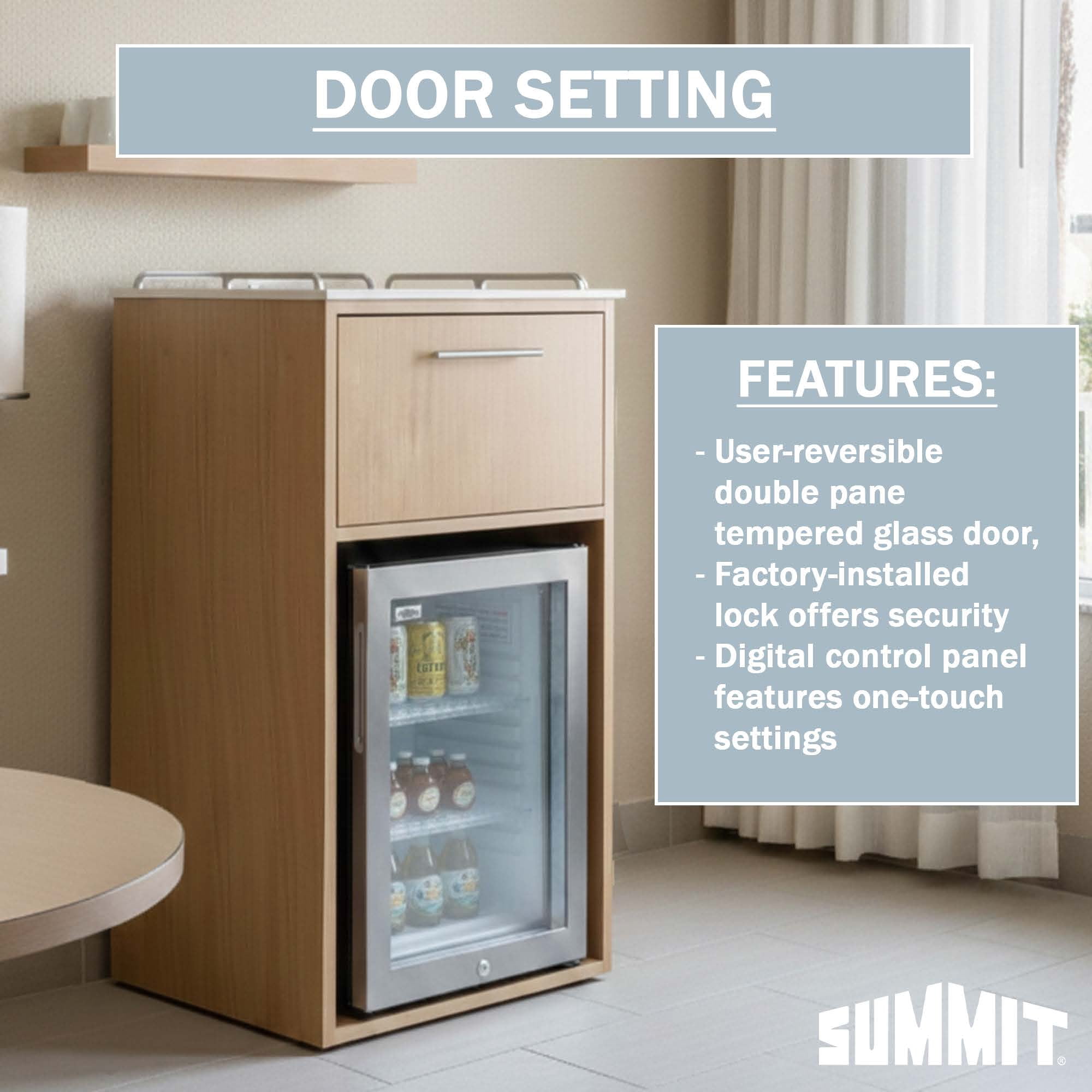 Summit 21 Inch Coffee Station With Minibar and Microwave, 1.2 cu.ft. Refrigeration Capacity, Hospitality Cabinet, White, Stainless Steel - QCSMW1OAKW
