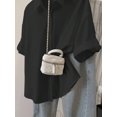 thumbnail image 4 of Blusa Casual De Manga Corta Negro Con Botones Para Mujer, 4 of 30