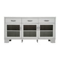 thumbnail image 5 of Emma + Oliver 59" Engineered Wood Buffet Sideboard Storage Cabinet for Kitchen/Dining Room with 3 Drawers and 3 Tempered Glass Doors in White, 5 of 11