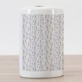 thumbnail image 3 of Paris Ceramic Toothbrush Holder, Floral Arrangement with Lavender Flowers on Soft Stripes City, Decorative Versatile Countertop for Bathroom, 4.5" X 2.7", Pale Green Lavender, 3 of 4
