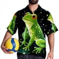 thumbnail image 4 of Starry Sky Frog Men's Short Sleeve Casual Printed Button Down Beach Shirt Summer Unisex Top, 4 of 6