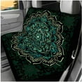 thumbnail image 3 of Pzuqiu 14 Pcs Automobile Interior Sets Green Mandala Front Rear Seat Covers for Cars Steering Wheel Seat Belt Headrest Cover Coasters Center Console Pad Keychain for Women Men Birthday Gift, 3 of 7