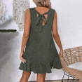 thumbnail image 7 of Women's Summer Casual V-Neck Sleeveless Mini Dress Tie Shoulder Width Layered Ruffle Flowing A-line Skirt Short Skirt Gray XXL, 7 of 7