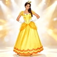 thumbnail image 2 of Adult Princess Peach Yellow Costume For Women Halloween Cosplay Dress, 2 of 5