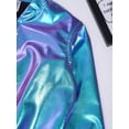 thumbnail image 6 of TiaoBug Girls Bronzing Baseball Jacket Long Sleeve Varsity Coat Jazz Hip Hop Dance Outerwear Colorful 16, 6 of 7