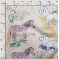 thumbnail image 3 of oneOone Velvet Light Beige Fabric Tropical Doodled Animals With Leaves Fabric For Sewing Printed Craft Fabric By The Yard 58 Inch Wide, 3 of 4
