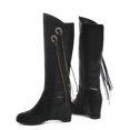 thumbnail image 4 of Fesfesfes Wide Calf Boots For Women Fashion All Match Mid Tube Fall Winter Fleece Thick With Mid Heel Knight US:5.5(36), 4 of 8