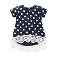 thumbnail image 1 of Faithtur Robe pour Enfants, Filles Imprimé à Pois Col Rond Manches Courtes une-Pièce, 1 of 9