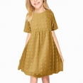 thumbnail image 1 of NIEWTR Robe d'Été Unie pour Filles Manches Bouffantes Taille Ajustée Robe Trapèze (Jaune, 7-8 Ans), 1 of 4