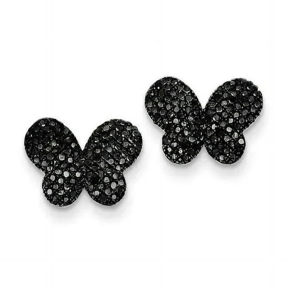 2Ct Round Cut Lab-Created Black Diamond Women's Butterfly Stud Earrings 14k Black Gold Plated