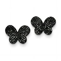 2Ct Round Cut Lab-Created Black Diamond Women's Butterfly Stud Earrings 14k Black Gold Plated