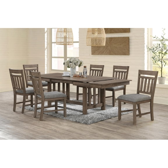 New Classic Furniture Harrisburg 7-Piece Wood Dining Set in Walnut