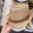 thumbnail image 2 of 56-58 cm circunferencia del sombrero hombres y mujeres cinturón sombrero de copa sombrero de ala corta sombrero de jazz de verano sombrero de paja protector solar, 2 of 5