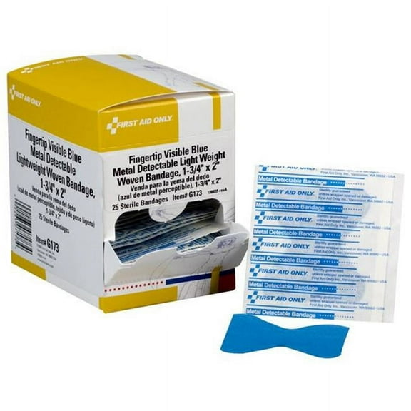 First Aid Only Fingertip Bandage, Woven, 1-3/4 in. W, PK25 G173