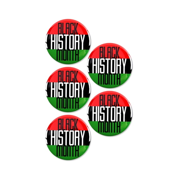 Black History Month Pinback Buttons - 2.25 Inch Round - 5 Pack