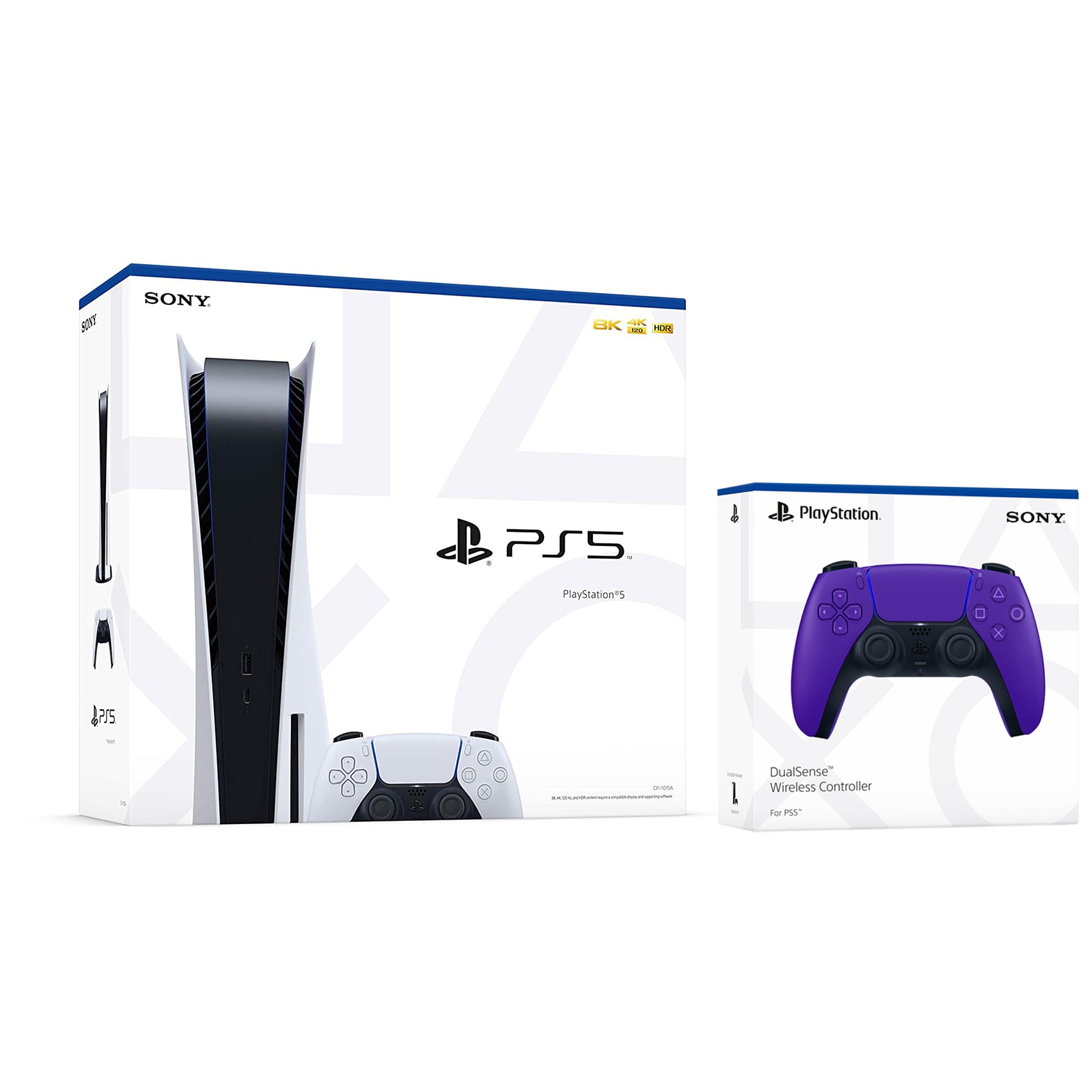 Sony Playstation 5 Disc Version (Sony PS5 Disc) with Extra Controller and  Dual Charging Station - Galactic Purple Bundle