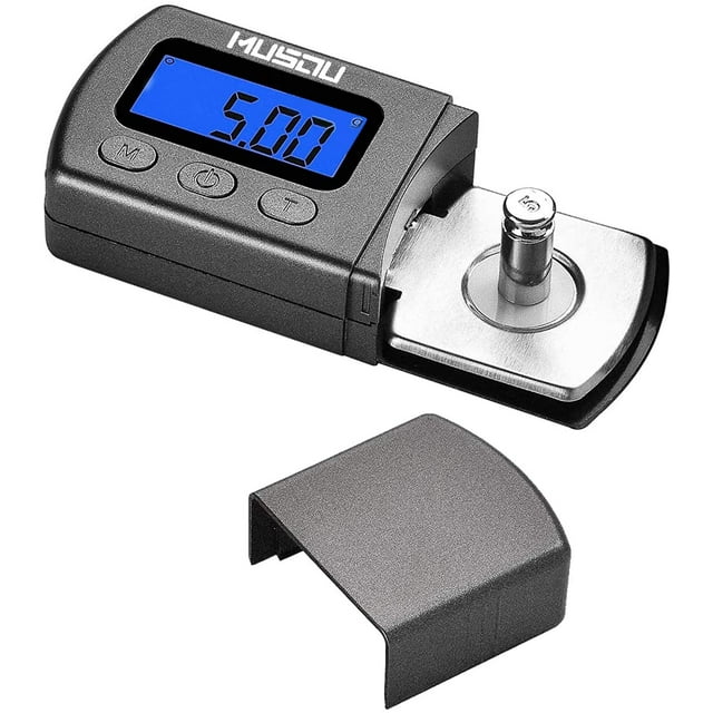 Musou Digital Turntable Stylus Force Scale Gauge 0.01g Blue LCD Backlight,Tracking Force Pressure Gauge/Scale for Tonearm Phono Cartridge