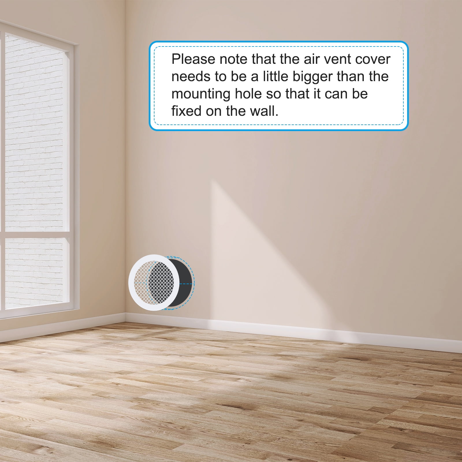 Uxcell Air Vent Cover Grille for 7.5" Duct Opening, 2Pcs Acrylic Glass Wall Ceiling Hole Cover for Ventilation