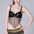 thumbnail image 2 of IUJSOY Sequin Fringe Tassel Crop Top for Women Beach Festival Tank Glitter Belly Dance Tops, 2 of 6