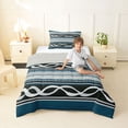 thumbnail image 4 of jejeloiu Cool Striped Twin Comforter Sets,Ocean Print Bedding Set For Boys,Teal Black,Light Gray Reversible,2pcs,1 Comforter and 1 Pillowcase, 4 of 7