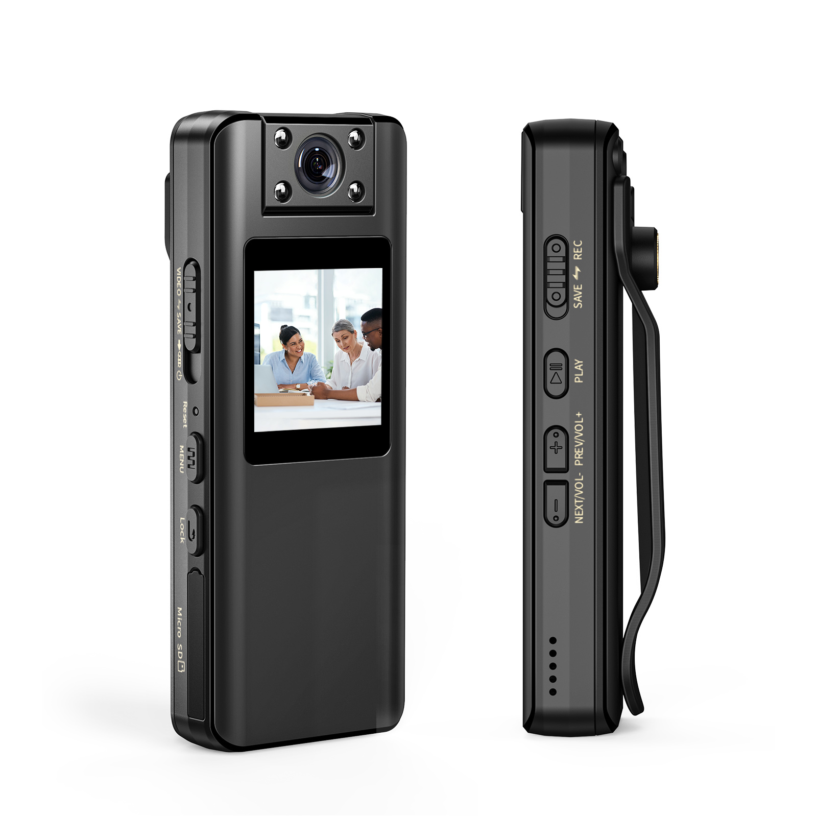 Action Cam 1080P NinjaCam 360° - Visione Notturna, Batteria 350mAh, Grandangolo 120° Con Supporto Magnetico E Clip