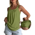 thumbnail image 3 of Women's Tank Tops with Built in Bra Womens Clothes Basic Tee Camisole Tops Halter Tops Sleeveless Tops Sports Yoga Shirts Padded Casual Loose Fitted Tank Tops Tunic Tops Shelf Bra Tank Army Green, 3 of 7