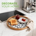 thumbnail image 4 of Round Rattan Serving Tray with Mother of Pearl Inlay, Natural Wicker Decorative Tray, 12Inch Table Decor & Food Display Tray, 4 of 7