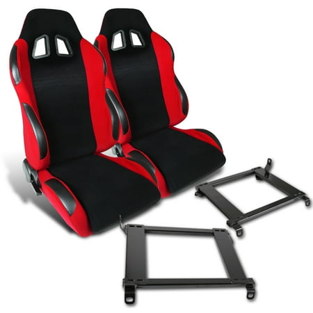 - Spec-D Tuning For 1992-1995 Honda Civic 1994-2001 Acura Integra Red Cloth Pvc Leather Racing Seats + Brackets Pair (Left + Right) 92 93 94 95