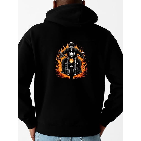 Motorcycle Rider hoodies fire skeleton mens long sleeve black Casual Sporty Style funny 3d fire Casual Unisex Shirt Graphic tshirts Vintage Unisex Shirt Graphic tshirts
