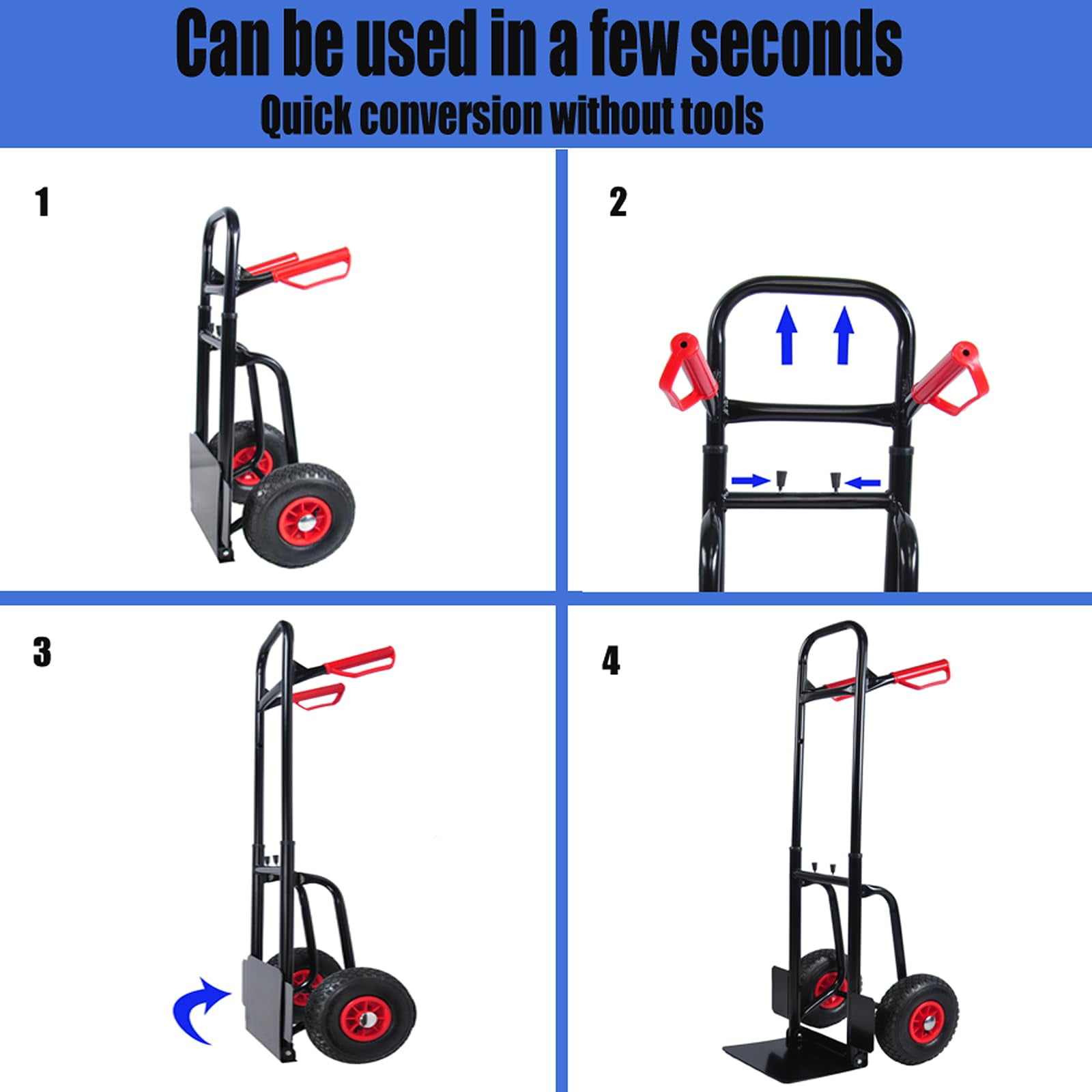 Heavy Duty Hand Truck Dolly, 2 Wheel Moving Truck Cart With Double Handles, 330lbs Capacity Steel Trolley, Platform Truck for Moving/ Warehouse/ Garden/ Grocery
