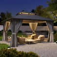 thumbnail image 4 of Clouddwell 12' x 14' Gazebo for Patio, Gazebo Pergola with Sloped Roof, Large Wall-Mounted Heavy Duty Awnings, for Deck, Patio and Backyard,Gray, 4 of 7