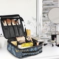 thumbnail image 5 of FORMRS Travel Makeup Bag Large Capacity Train Case Cosmetic Organizer with Adjustable Dividers, Yellow Forest Pattern, 5 of 8