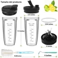 thumbnail image 4 of 8 Piezas Juego de Repuesto de Vasos de Licuadora y Cuchillo, 2 Vaso Original 24oz Incluye Tapa, 7 Aletas, 1 Cepillo de Esponja, Ganchos y Goma, Para Ninja Auto IQ Ninja, Adecuado Para Uso Familiar, 4 of 8