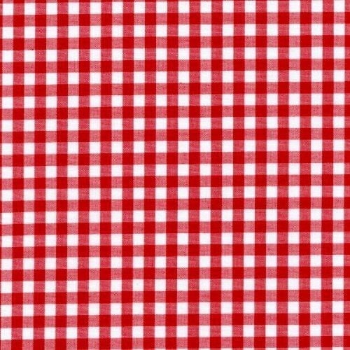 Burlap Fabric Gingham Vinyl Craft & Table Cover Fabric with Felt Back, Red - 54 Inch Wide, By the Yard