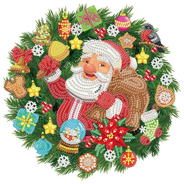 5D DIY Kit Con Forma Especial Parcial Corona Navidad Del