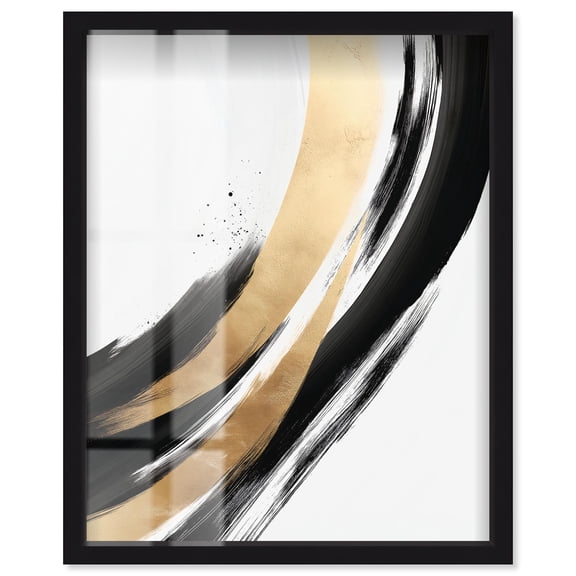 Golden Swirl III Shadowbox Print Black Gold Decor by Art Remedy, Black Frame, 16 x 20