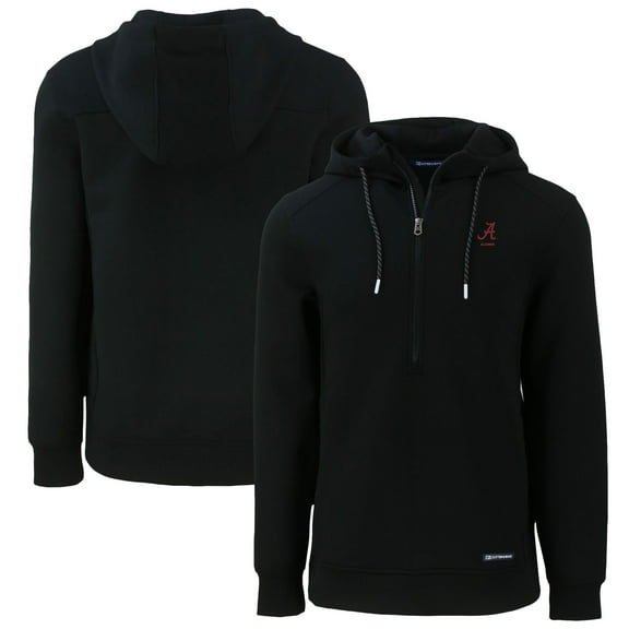 Men's Cutter & Buck Black Alabama Crimson Tide Alumni Logo Roam Eco Recycled Half-Zip Pullover Hoodie