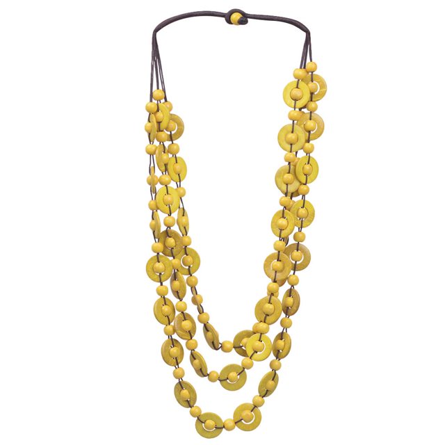 Cadena de suéter de moda, de madera y collar de múltiples capas de Amarillo Sunnimix Collares de cuentas de coco