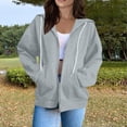 thumbnail image 2 of Resicozy Zip Up Hoodie Women Oversized Long Sleeve Sweatshirts Comfy Lightweight Y2k Jackets Loose Fit Hooded Sweatshirt Light Gray S, 2 of 5