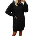 thumbnail image 6 of Karymi Dresses for Women for Women Solid Oversized Hoodie Dress, V Notch Neck Lantern Puff Long Sleeve Kangaroo Pocket Elastic Hem Sweatshirt Tunic Dress, 6 of 8