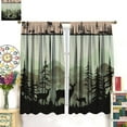 thumbnail image 2 of Farmhouse Forest Cabin Kitchen Curtains Rustic Wooden Small Short Cafe Window Curtains Tree Country Deer Bear for Home Kitchen Livingroom Coffee Room Window Curtain 2Panel 42" W X 54" L, 2 of 6