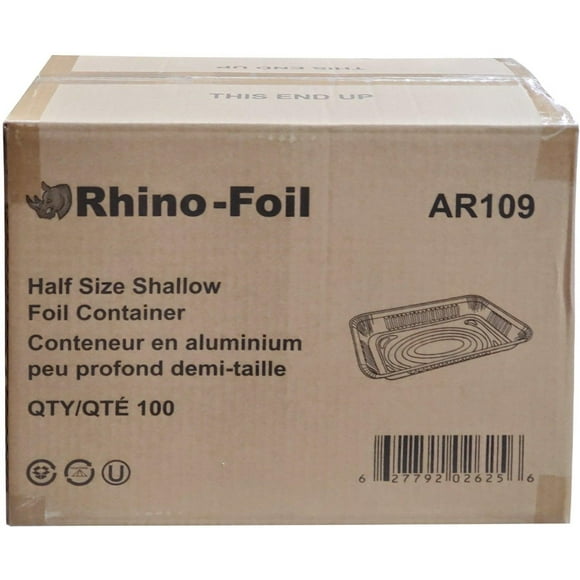 Rhino-Foil - Half Size - Shallow - Aluminum Steam Pan - Pack of 100 - Durable, Versatile, Food-Safe (100ct)