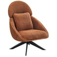 thumbnail image 3 of Furniliving Swivel Accent Chair with Pillow Corduroy Comfy Lounge Chair Lazy Chair for Living Room/Bedroom, Orange, 3 of 9