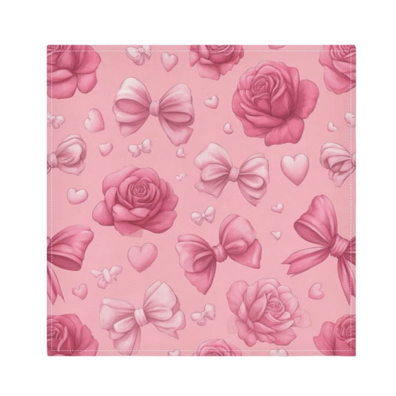 1 Pack 20'' x20" Satin Table Napkins Dinner Napkins for wedding Party Decoration events Roses and Bows Pattern