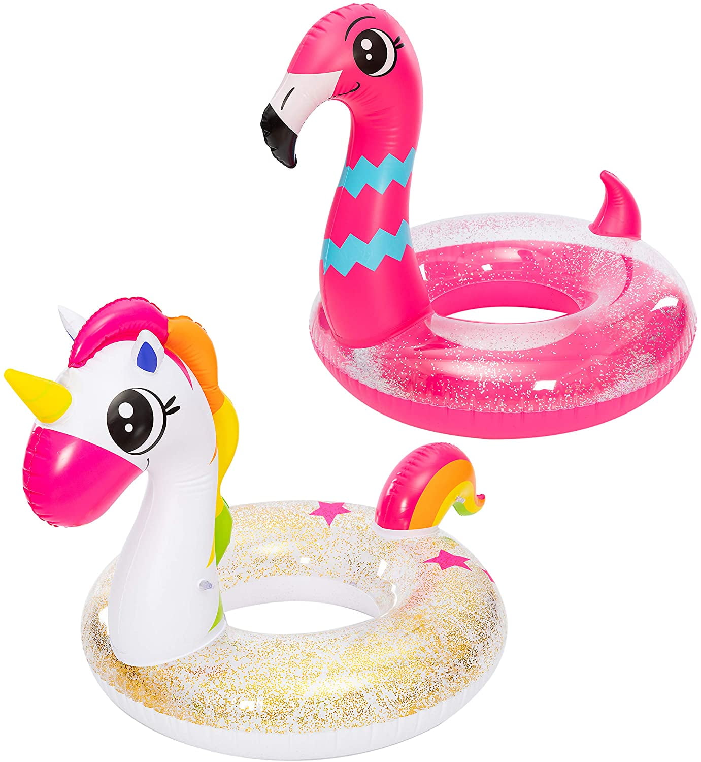 JOYIN Inflatable Unicorn  Flamingo Pool Float with Glitters 35.5” (2  Sets), Pool Tubes for Floating, Fun Beach Floaties, Pool Toys, Summer Pool  Beach Outdoor Party Supplies Party Toys for Kids - Walmart.com