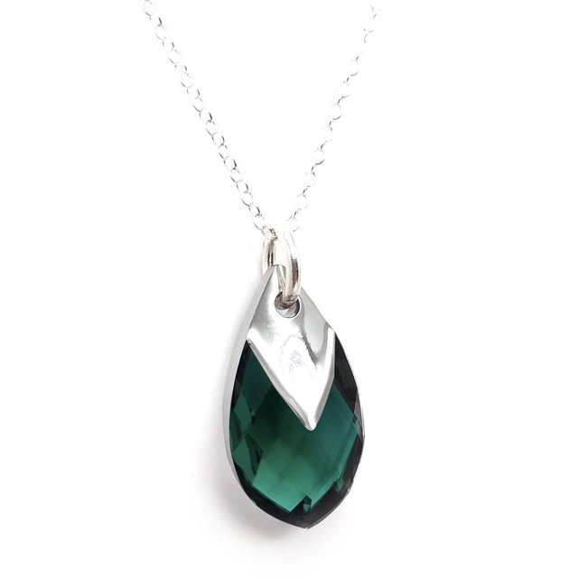 Collar Zvezda Pear color Emerald plata .925 Zvezda ZCO-PEAR18-EME
