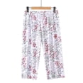 thumbnail image 2 of TEAJOPSUU Women's Capri Pajama Pants Casual Floral Printed Lounge Sleep Pants Soft Elastic Waist Pj Bottoms with Pockets D-White, 2 of 5