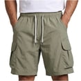 thumbnail image 2 of Ceisia Men's Quick Dry Cargo Shorts Elastic Waist Drawstring With Multi Pockets Casual Summer Beach Shorts Green XXXXL Gift, 2 of 9