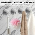 thumbnail image 2 of Towel Hooks for Bathroom (4 Pack) Adhesive Towel Hook Shower Hooks for Inside Shower - Sticky Bathroom Wall Hooks for Hanging Towels, Robe, Loofah, Bath Sponge (Style 2 - Silver), 2 of 5